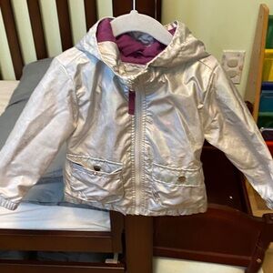Kids Shiny Silver Hooded Jacket